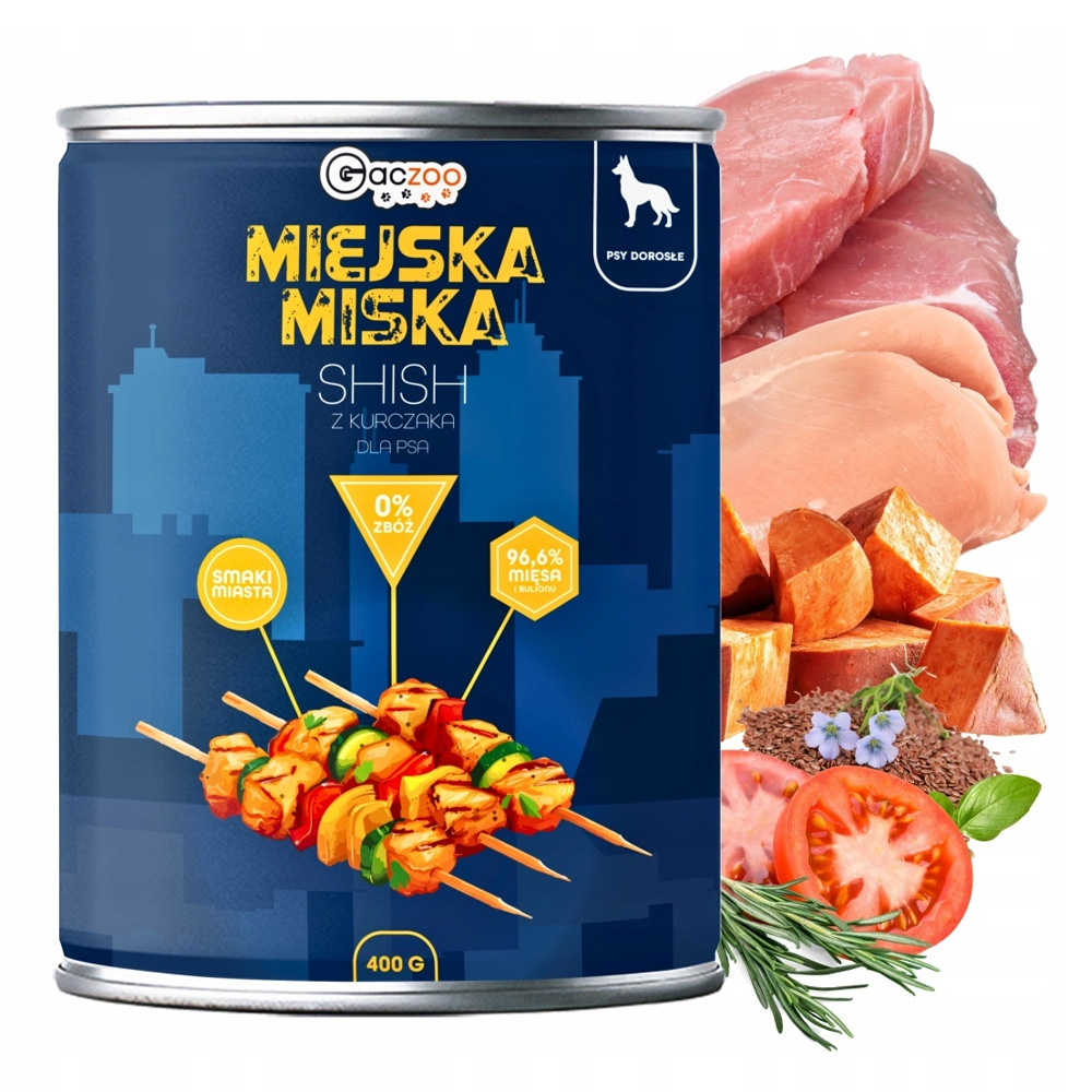 Gaczoo Miejska Miska karma mokra dla psa Shish z kurczaka Style 400g